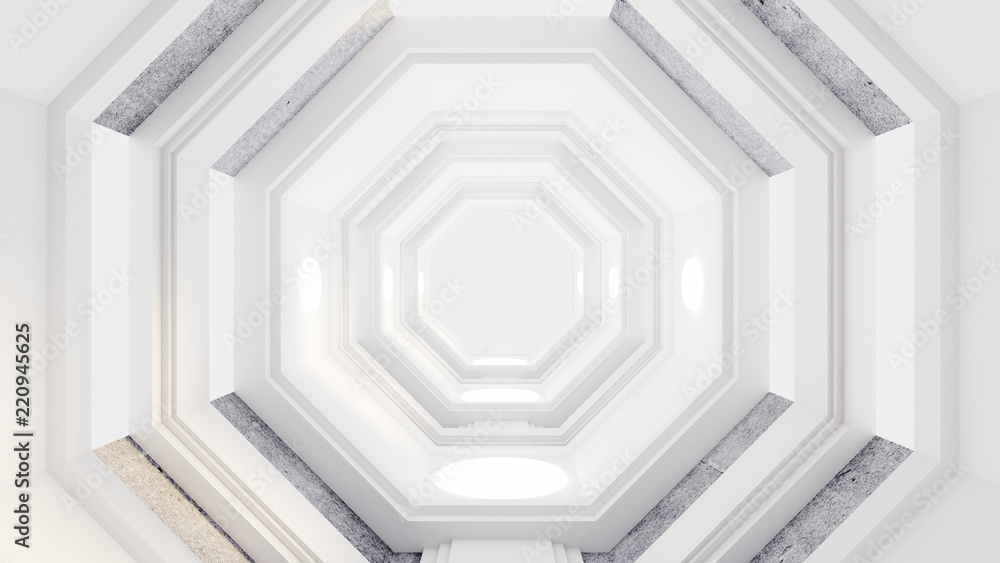 Obraz premium Fantastic futuristic space interior of the tunnel. 3d illustration, 3d rendering.