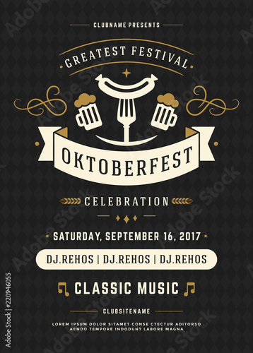 Oktoberfest beer festival celebration retro typography poster or flyer