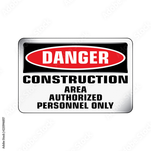 Vector and Illustration graphic style,Danger Construction Area Safety label, Warning icon on white background,Attracting attention Security First sign,Idea for presentation,EPS 10.