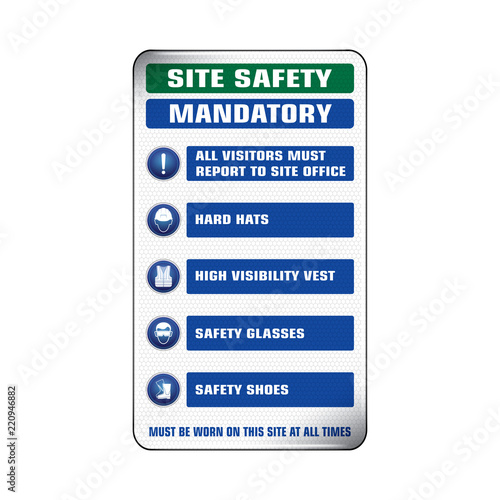 Vector and Illustration graphic style,International General Mandatory,Protective Equipment Safety Symbols,Warning Dangerous icon on white background,Attracting attention Security First sign,EPS 10.