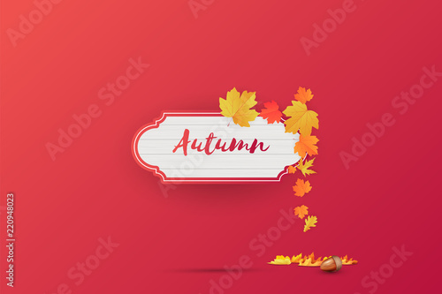Autumn abstract frame layout decorate with leaves for shopping sale or promo poster and frame leaflet or web banner.Vector illustration