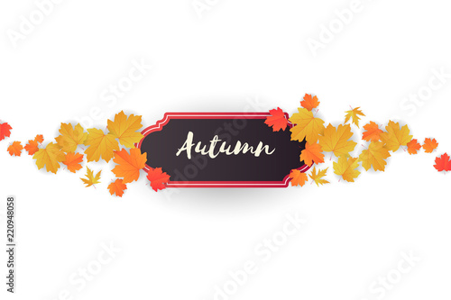 Autumn abstract frame layout decorate with leaves for shopping sale or promo poster and frame leaflet or web banner.Vector illustration