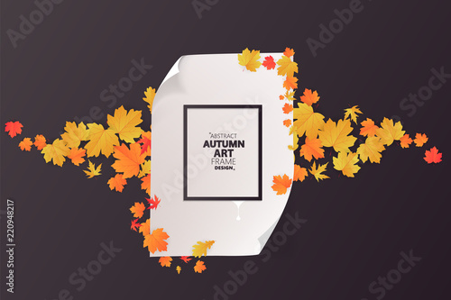 Autumn abstract frame layout decorate with leaves for shopping sale or promo poster and frame leaflet or web banner.Vector illustration