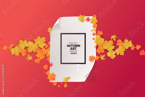 Autumn abstract frame layout decorate with leaves for shopping sale or promo poster and frame leaflet or web banner.Vector illustration