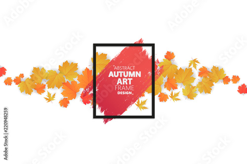 Autumn abstract frame layout decorate with leaves for shopping sale or promo poster and frame leaflet or web banner.Vector illustration
