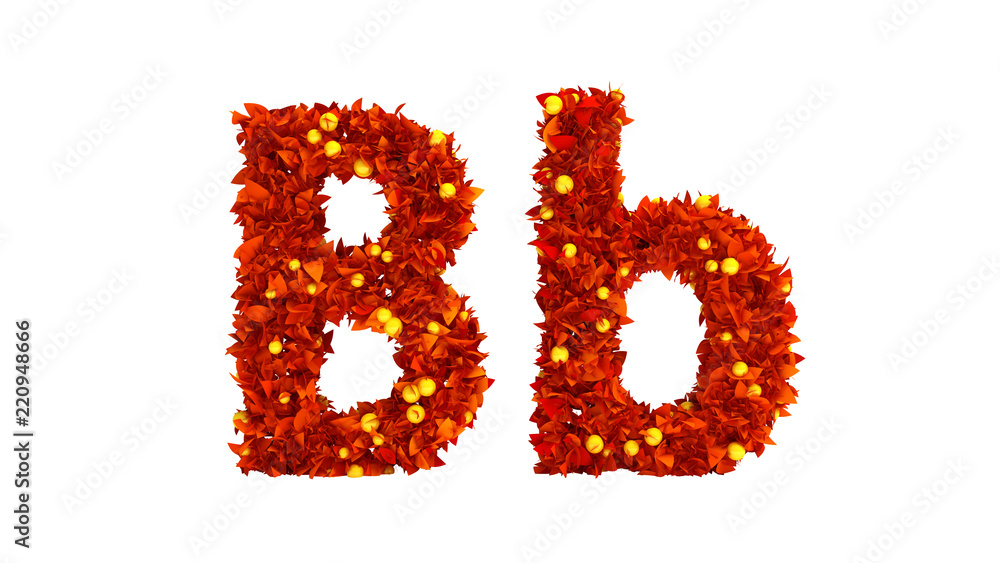 Foliage autumn berries font. 3d illustration, 3d rendering. Foliage autumn berries font. 3d illustration, 3d rendering.