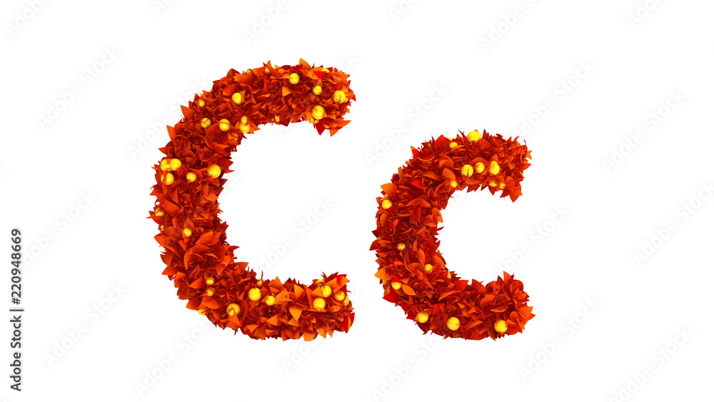 Foliage autumn berries font. 3d illustration, 3d rendering. Foliage autumn berries font. 3d illustration, 3d rendering.