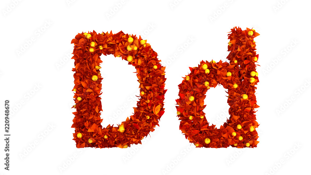 Foliage autumn berries font. 3d illustration, 3d rendering. Foliage autumn berries font. 3d illustration, 3d rendering.