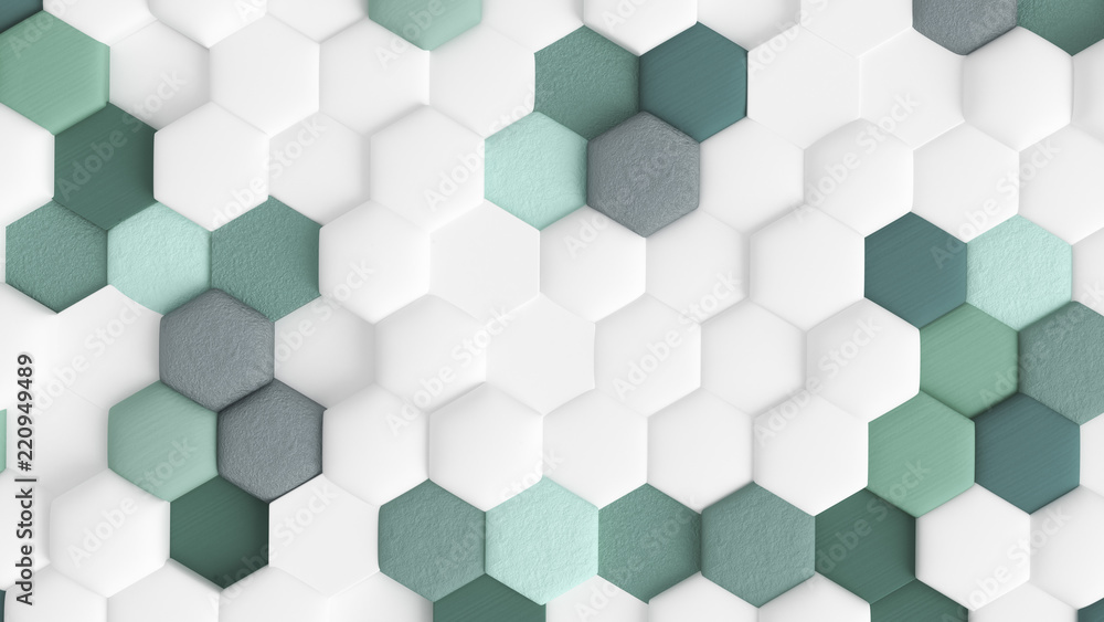 Green abstract background with hexagons. 3d illustration, 3d rendering. Green abstract background with hexagons. 3d illustration, 3d rendering.