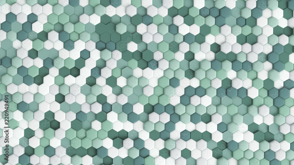 Green abstract background with hexagons. 3d illustration, 3d rendering. Green abstract background with hexagons. 3d illustration, 3d rendering.
