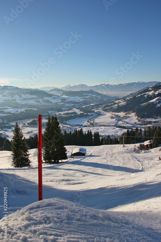view on the valley from the ski piste