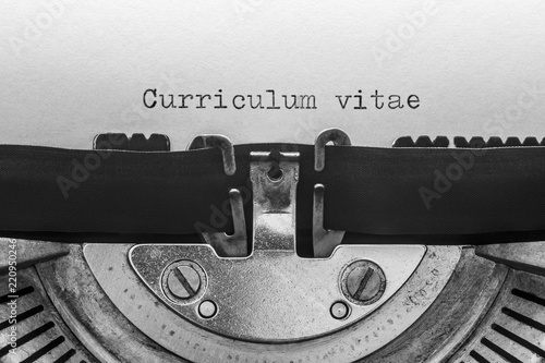 Curriculum vitae typed on a vintage typewriter