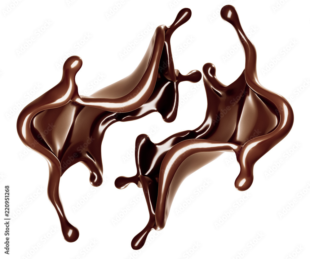 A splash of dark chocolate. 3d illustration, 3d rendering. A splash of dark chocolate. 3d illustration, 3d rendering.