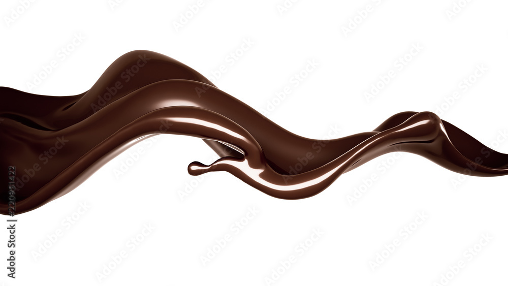 A splash of dark chocolate. 3d illustration, 3d rendering. A splash of dark chocolate. 3d illustration, 3d rendering.