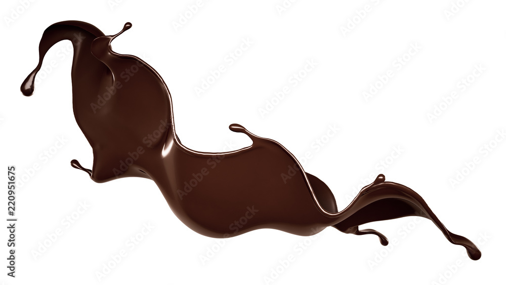 A splash of dark chocolate. 3d illustration, 3d rendering. A splash of dark chocolate. 3d illustration, 3d rendering.