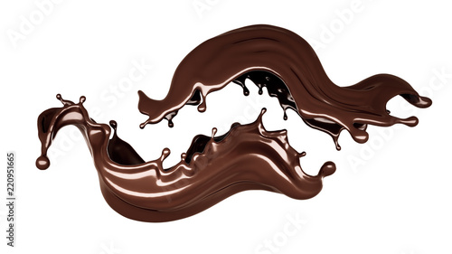 A splash of dark chocolate. 3d illustration, 3d rendering.