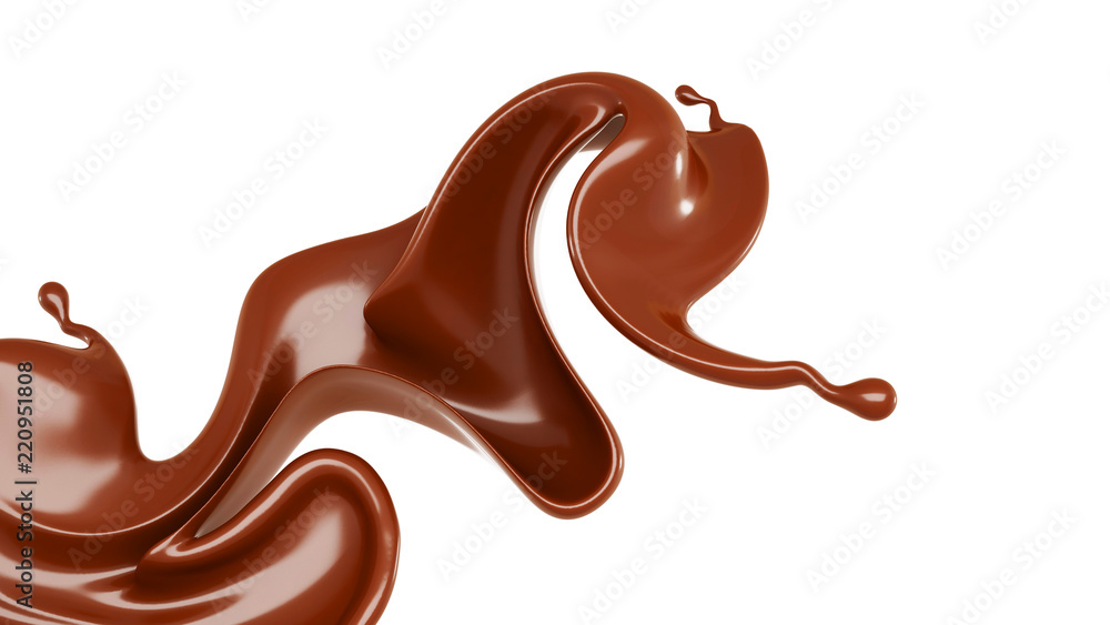 A splash of milk chocolate. 3d illustration, 3d rendering. A splash of milk chocolate. 3d illustration, 3d rendering.
