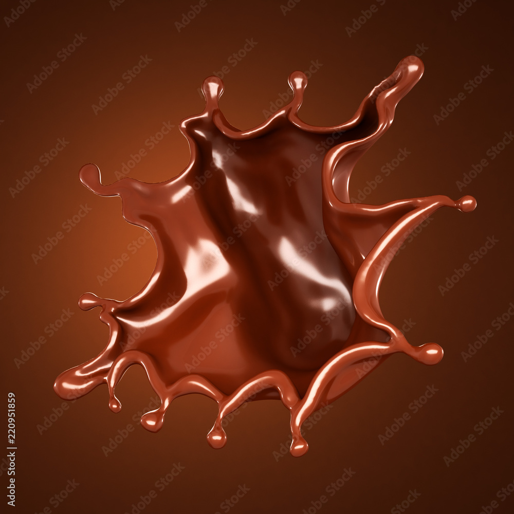 Splash, a stream of chocolate. 3d illustration, 3d rendering. Splash, a stream of chocolate. 3d illustration, 3d rendering.