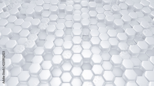 White hexagon background. 3d illustration  3d rendering.