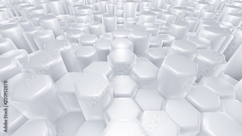 White hexagon background. 3d illustration, 3d rendering.