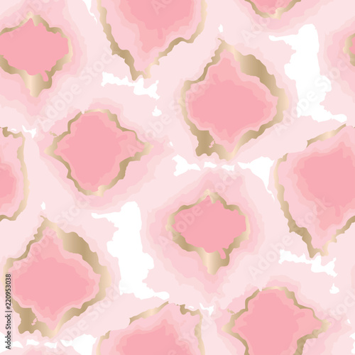 Gold and rosy natural shapes seamless pattern