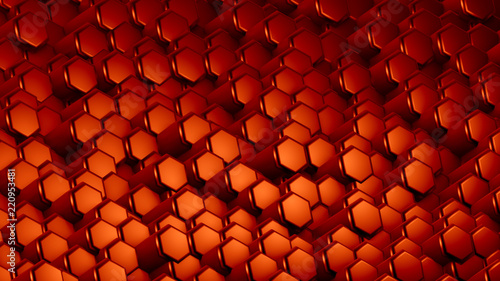 Red hexagon background. 3d illustration, 3d rendering.
