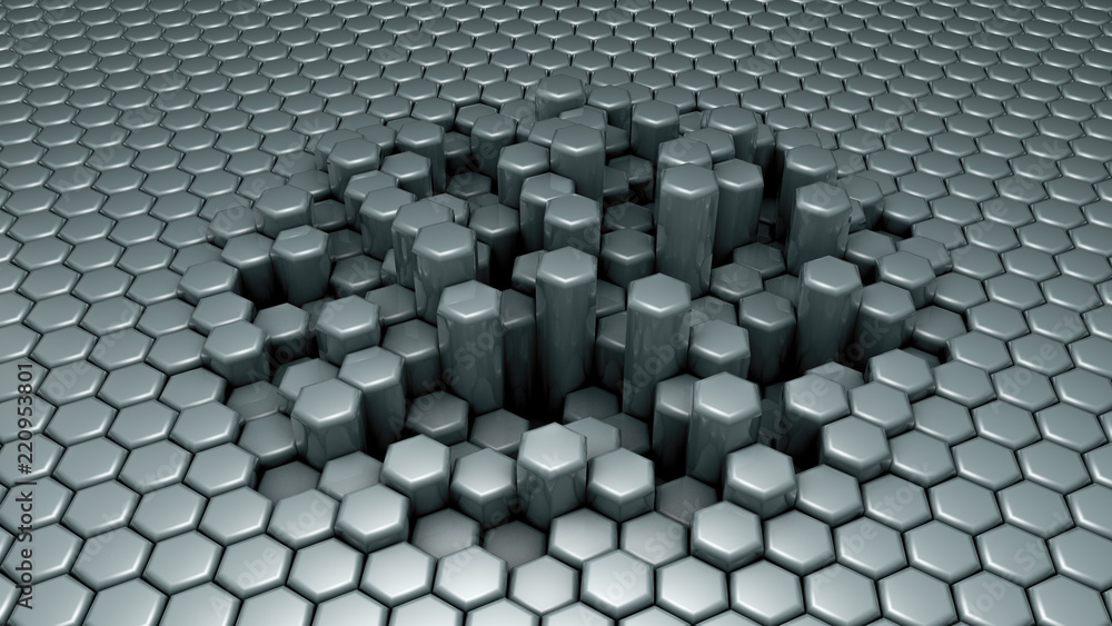 Fototapeta premium Green hexagon background. 3d illustration, 3d rendering.