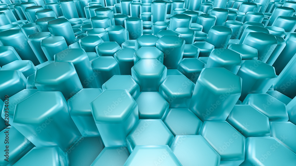 Turquoise hexagon background. 3d illustration, 3d rendering. Turquoise hexagon background. 3d illustration, 3d rendering.