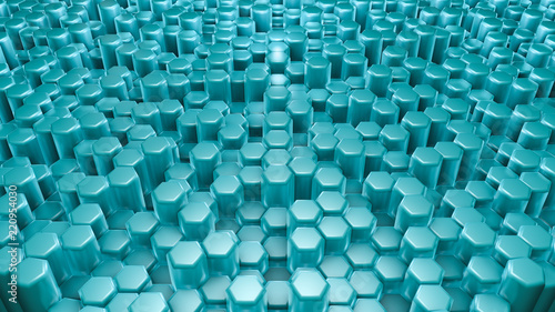 Turquoise hexagon background. 3d illustration  3d rendering.