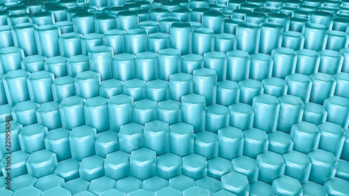 Turquoise hexagon background. 3d illustration  3d rendering.