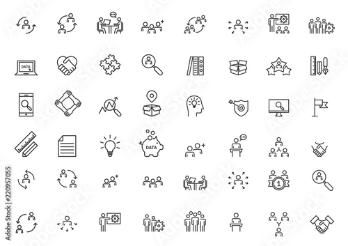 Human Resources Management Icons Line Vector illustration
