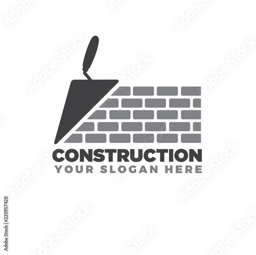Bricklayer construction logo vector
