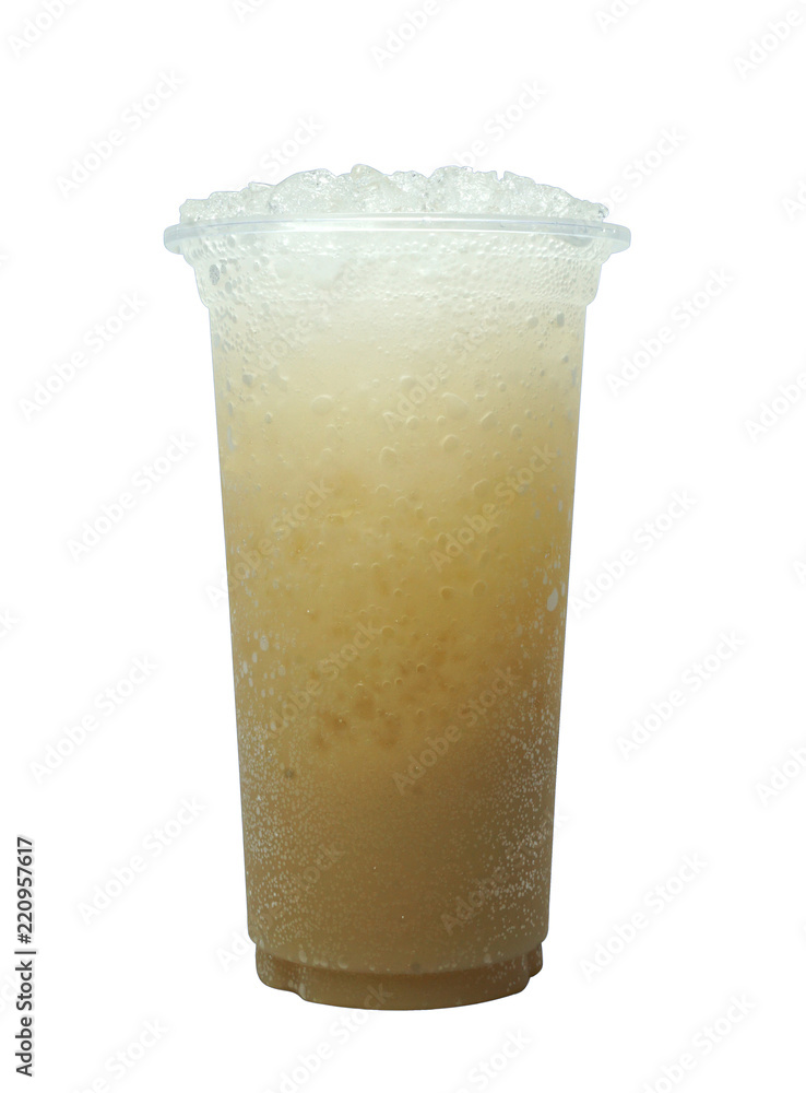 Italian soda yogurt cocktail soft drink in take home cup beverage for summer isolated on white background,clipping path.