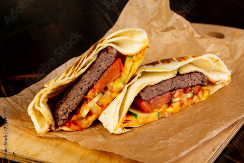 Tasty buritto with meat photo