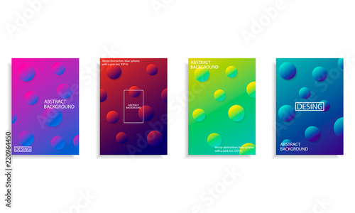 Vector abstraction, blue spheres with a pink tint. ESP10. Modern abstract covers set. Cool gradient shapes composition