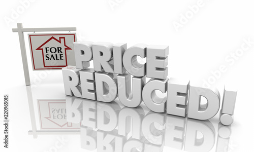 Vászonkép Price Reduced Now Lower Listing Home House Sale Sign 3d Illustration