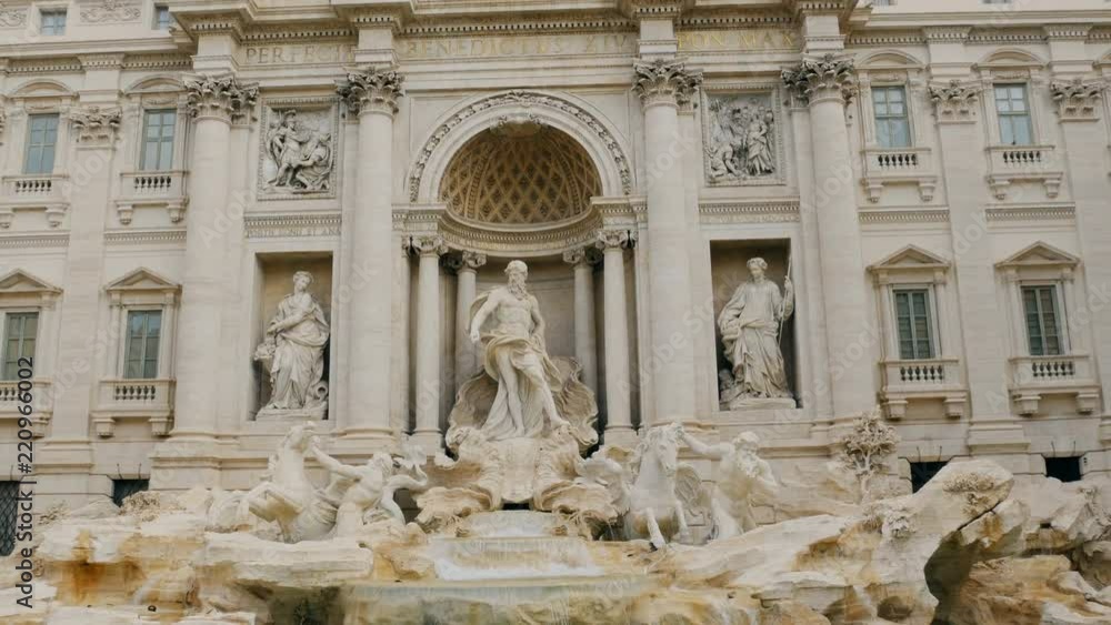 Rome Trevi Fountain Architecture And Landmark In City Center front view Rome Trevi Fountain Architecture And Landmark In City Center front view