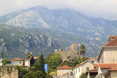 Beautiful view of popular resort town of Herceg Novi from fortress of Forte Mare, Montenegro