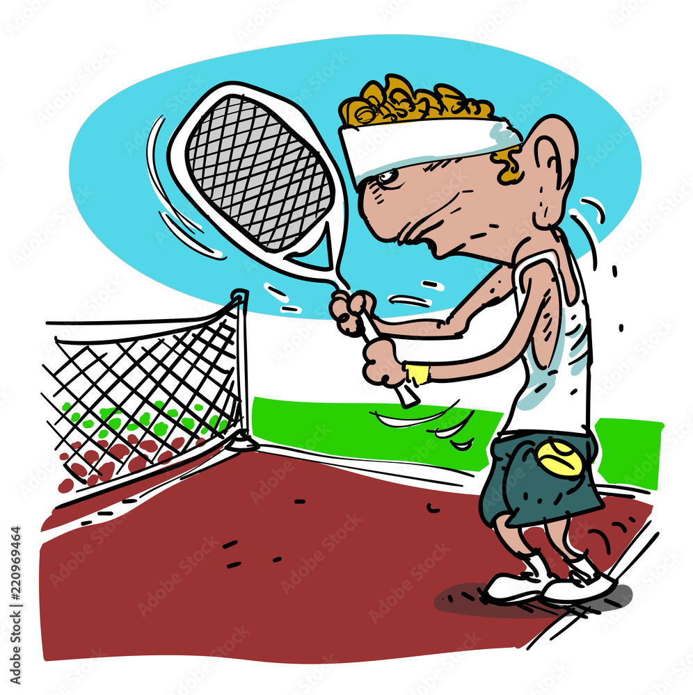 tennis player cartoon style funny vector illustration Stock Vector | Adobe  Stock