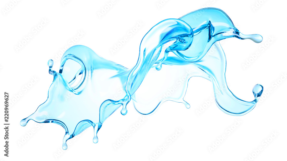 Beautiful blue water splash. 3d illustration, 3d rendering. Beautiful blue water splash. 3d illustration, 3d rendering.