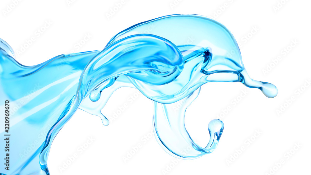 Beautiful blue water splash. 3d illustration, 3d rendering. Beautiful blue water splash. 3d illustration, 3d rendering.