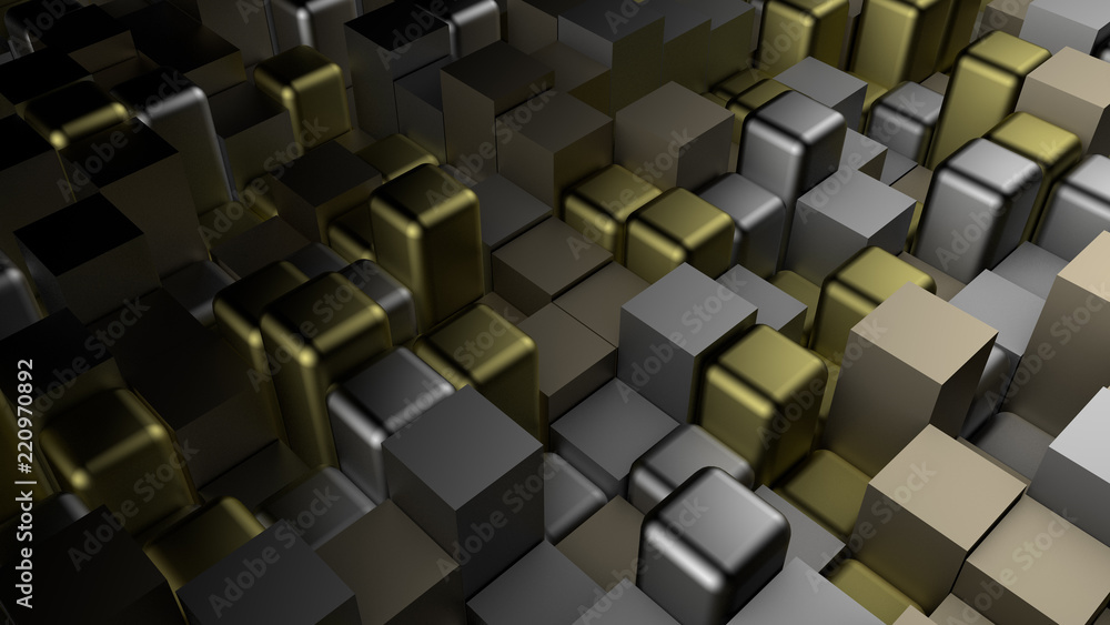 Golden black metallic background with hexagons. 3d illustration, 3d rendering. Golden black metallic background with hexagons. 3d illustration, 3d rendering.