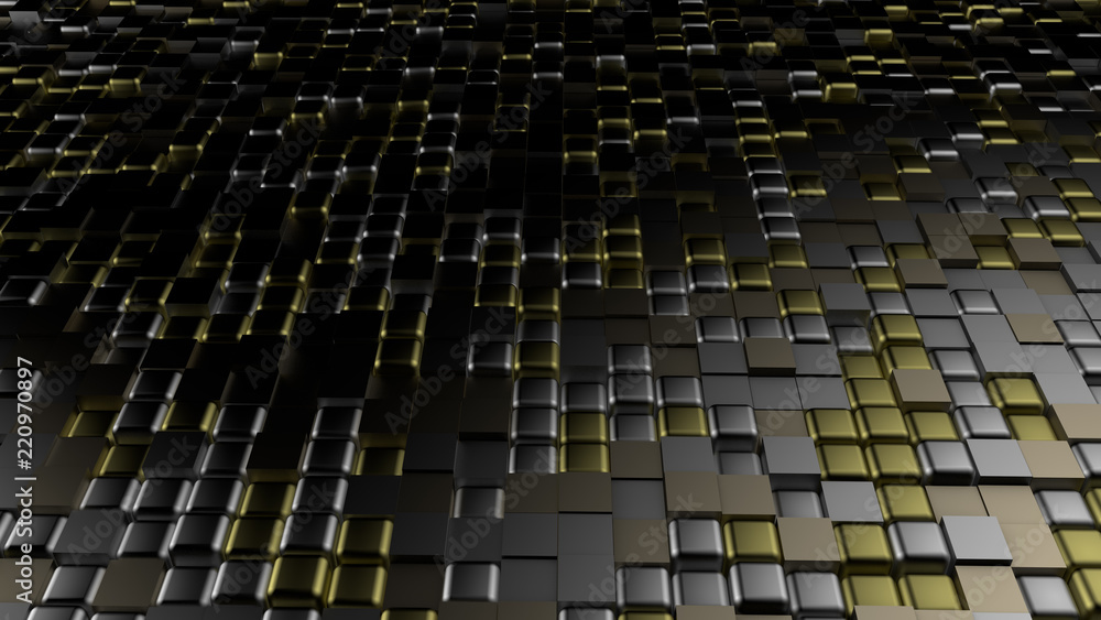 custom made wallpaper toronto digitalGolden black metallic background with hexagons. 3d illustration, 3d rendering.