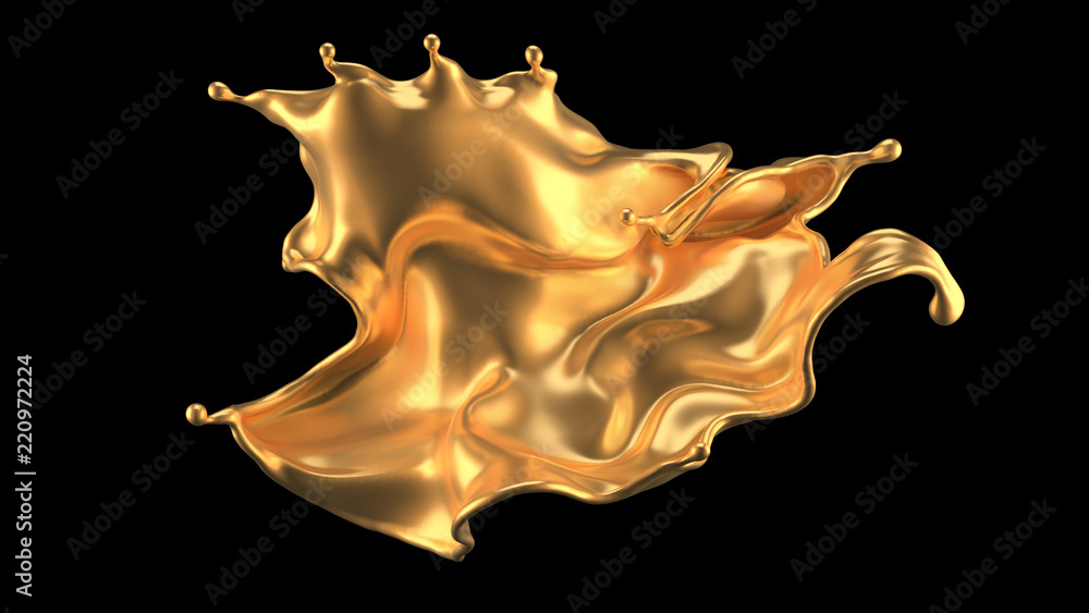Luxury beautiful gold splash. 3d illustration, 3d rendering. Luxury beautiful gold splash. 3d illustration, 3d rendering.