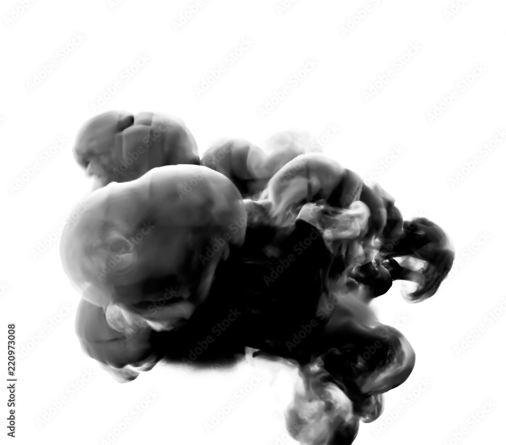 Black gray smoke on a white background. 3d illustration, 3d rendering. Black gray smoke on a white background. 3d illustration, 3d rendering.