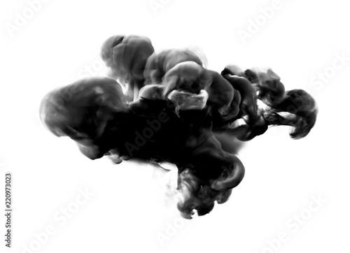 Black gray smoke on a white background. 3d illustration, 3d rendering.