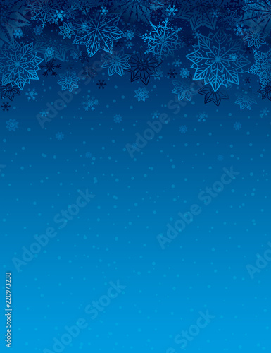 Blue christmas background with snowflakes and stars, vector illustration