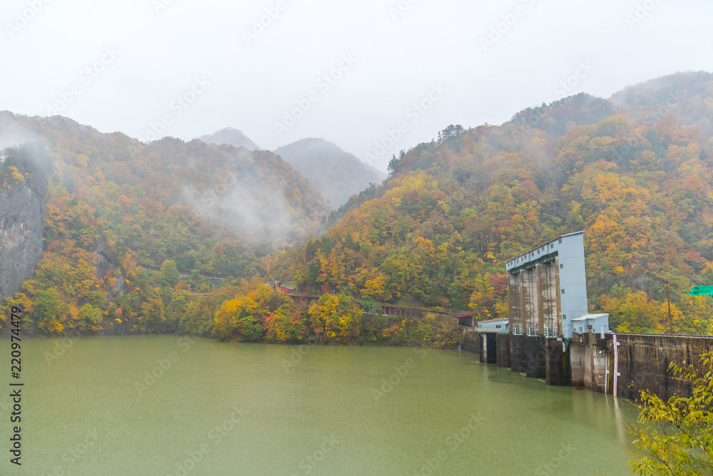 Fototapeta premium Fujiwara Dam, One of the best viewpoint in autumn. Minakami, Japan