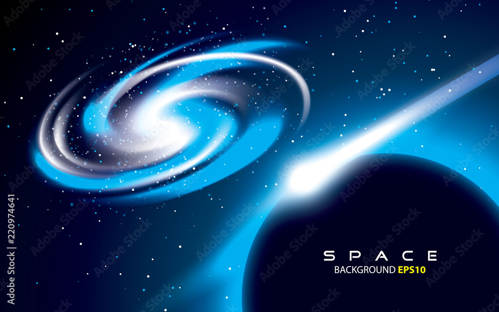 Fototapeta premium blue space background with galaxy