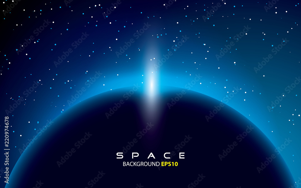 space background rising sun with blue light space background rising sun with blue light